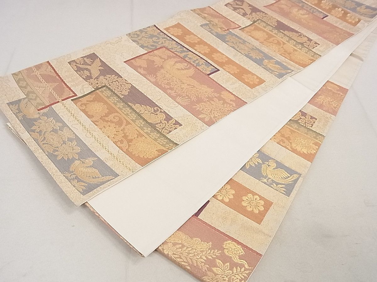 平和屋着物◎六通柄袋帯 横段鳳凰花文 金糸 逸品 DAAH1629ox