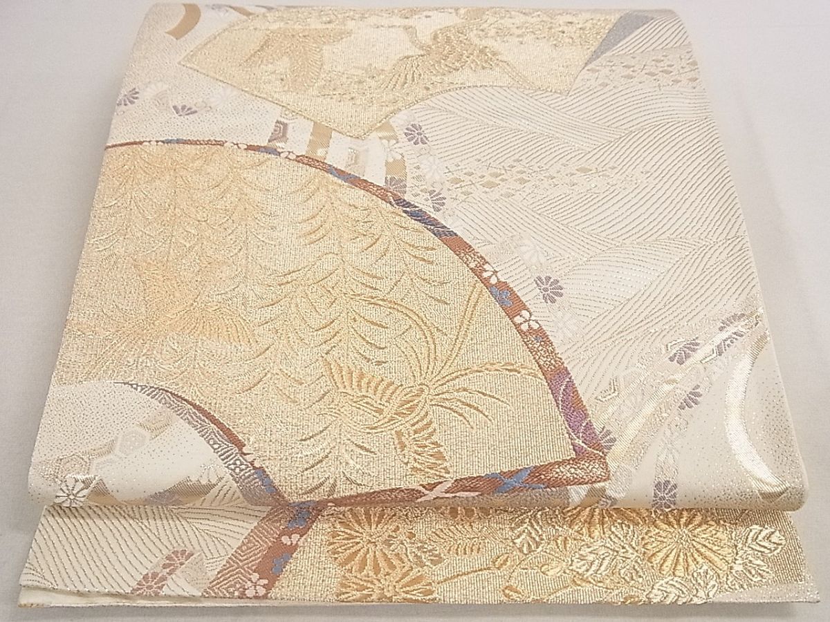 平和屋着物◎六通柄袋帯 蒔絵地紙重文 金糸 逸品 DAAH1634ox