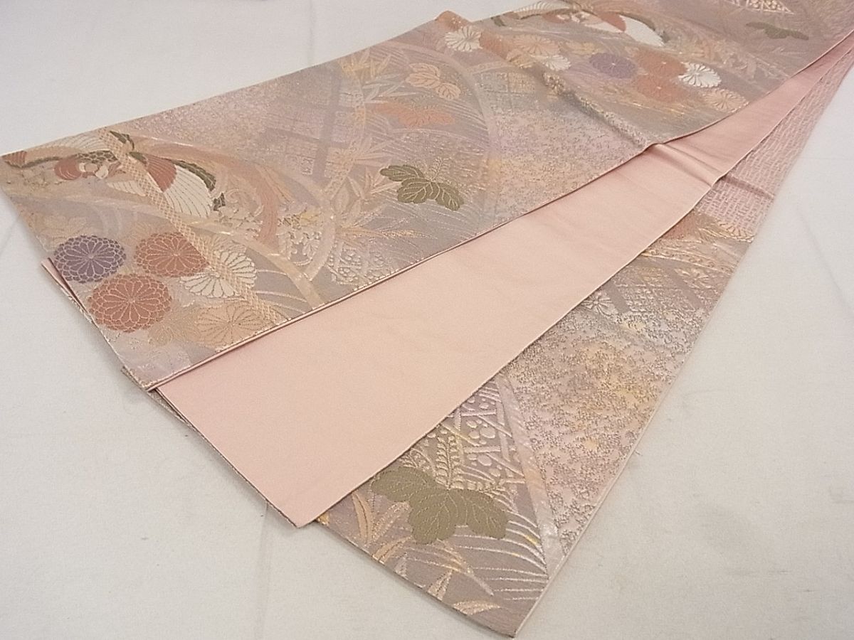 平和屋着物◎六通柄袋帯 ふくれ織 鳳凰花文 金糸 逸品 DAAH1642ox
