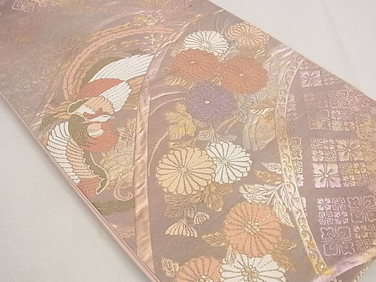 平和屋着物◎六通柄袋帯 ふくれ織 鳳凰花文 金糸 逸品 DAAH1642ox