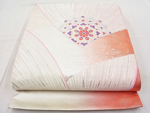 平和屋着物◎六通柄袋帯 唐織 正倉院花文 銀糸 逸品 BAAI9355sa