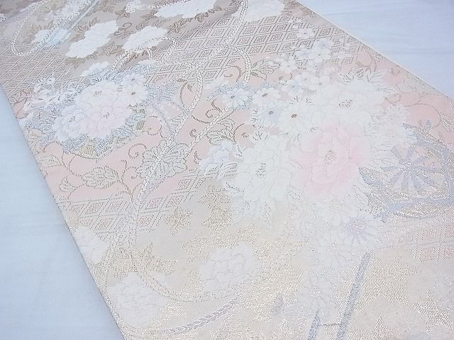 平和屋着物◎六通柄袋帯 唐織 吉祥花車文 金糸 逸品 BAAI3335qt