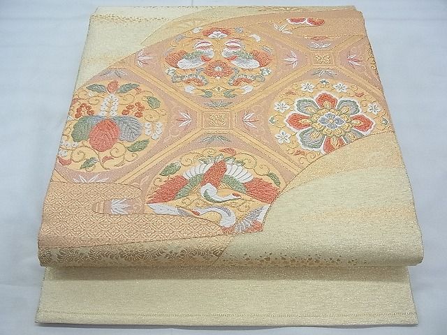 平和屋着物◎太鼓柄袋帯 唐織 綴れ 蜀江花鳥文 金銀糸 逸品 BAAI3361qt