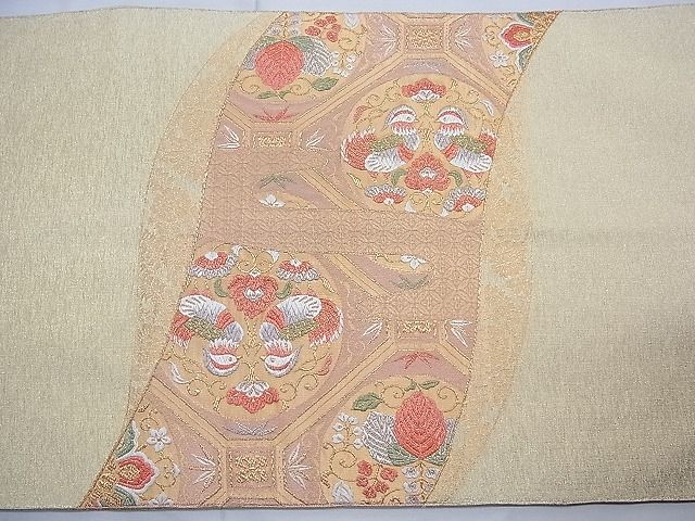 平和屋着物◎太鼓柄袋帯 唐織 綴れ 蜀江花鳥文 金銀糸 逸品 BAAI3361qt