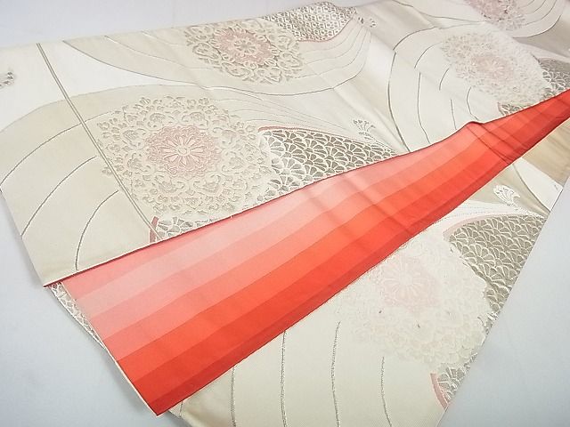 平和屋着物◎両面六通柄袋帯 唐織 正倉院孔雀花文 銀糸 逸品 DAAH4100cf