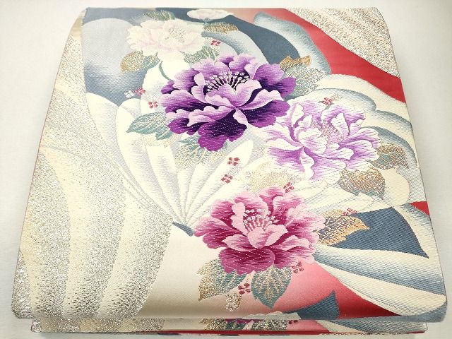 平和屋着物◎六通柄袋帯 唐織 花蝶文 金銀糸 逸品 CAAG2515eg