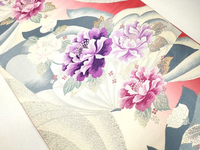 平和屋着物◎六通柄袋帯 唐織 花蝶文 金銀糸 逸品 CAAG2515eg