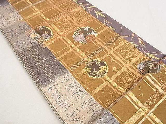 平和屋着物◎両面六通柄袋帯 唐織 吉祥花丸文 金糸 逸品 DAAH1628ox