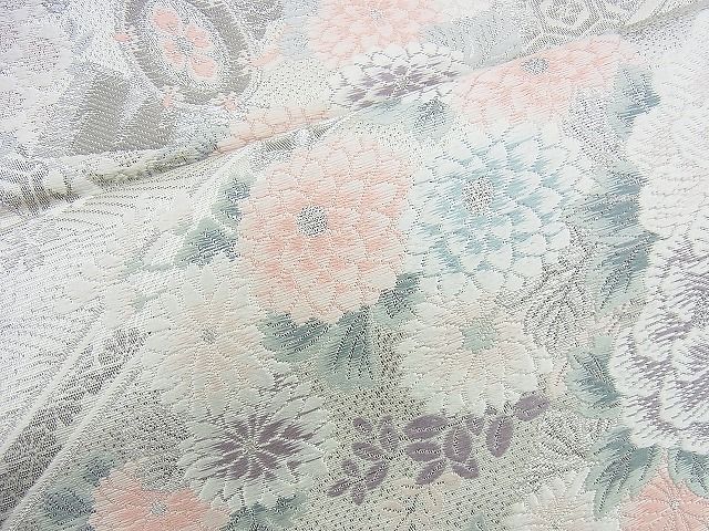 平和屋着物◎六通柄袋帯 唐織 格天花車文 九百プラチナ箔 逸品 BAAI4507jm