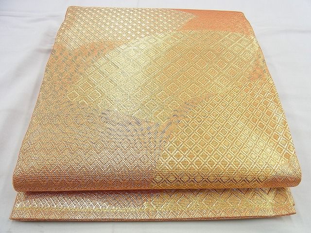 平和屋着物◎佐賀錦 六通柄袋帯 地紙文様 金糸 逸品 BAAI4531jm