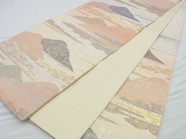 平和屋着物◎西陣 六通柄袋帯 エ霞風景文 金糸 逸品 BAAI4534jm