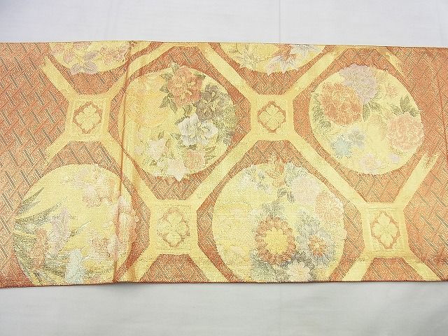 平和屋着物◎佐賀錦 太鼓柄袋帯 蜀江花丸文 金糸 逸品 BAAI4573jm