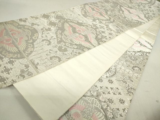 平和屋着物◎六通柄袋帯 鳳凰花文 銀糸 逸品 DAAG9494op