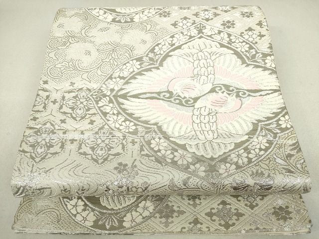 平和屋着物◎六通柄袋帯 鳳凰花文 銀糸 逸品 DAAG9494op