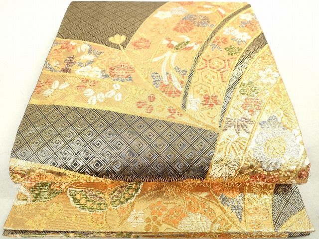 平和屋着物◎佐賀錦 六通柄袋帯 鳳凰花文 金糸 逸品 DAAH9576tw