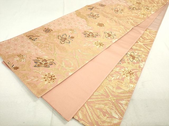 平和屋着物◎六通柄袋帯 更紗花文 金糸 逸品 DAAH9655tw