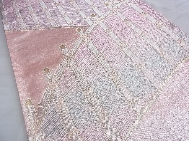 平和屋着物◎六通柄袋帯 唐織 竹垣文様 金銀糸 逸品 BAAJ1108du