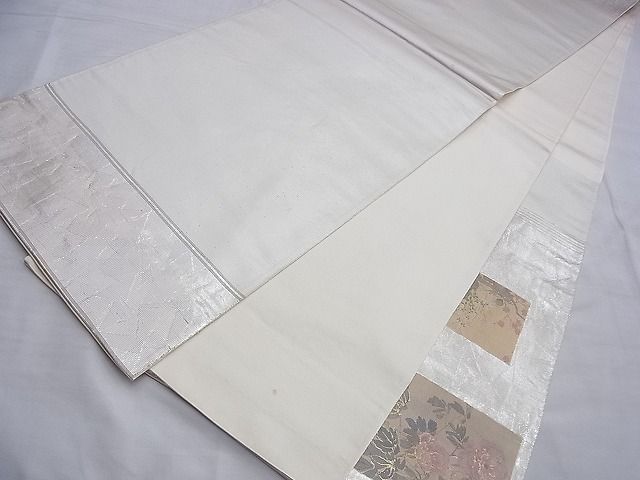 平和屋着物■太鼓柄袋帯 手描き 螺鈿箔 琳派色紙花鳥絵図 金彩 引箔 逸品 BAAJ1141du