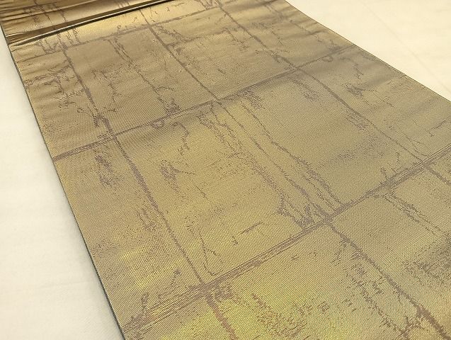 平和屋着物◎六通柄袋帯 破れ格子柄 金糸 逸品 BAAJ5224ea