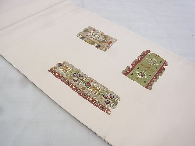 平和屋着物◎六通柄袋帯 区限刺繍 花鳥文 鈴乃屋扱い 逸品 BAAI6450th