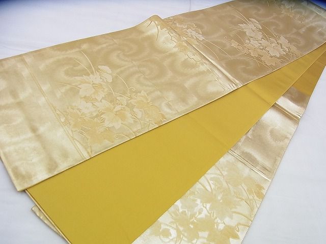 平和屋着物◎六通柄袋帯 草花文 工芸引箔 逸品 BAAJ0024th