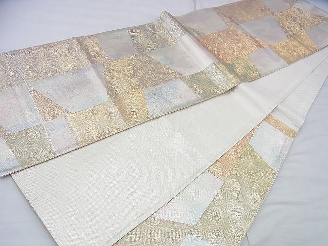 平和屋着物◎佐賀錦 六通柄袋帯 切嵌花文 金銀糸 逸品 BAAJ0045th