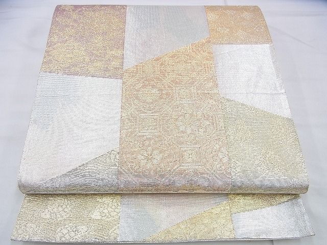 平和屋着物◎佐賀錦 六通柄袋帯 切嵌花文 金銀糸 逸品 BAAJ0045th