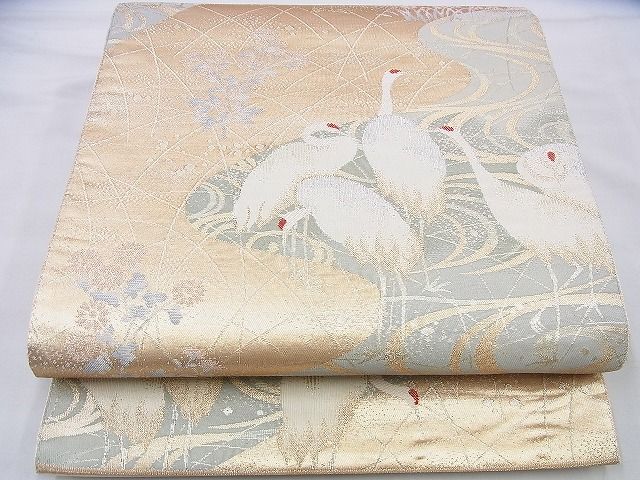 平和屋着物◎六通柄袋帯 群鶴 金銀糸 逸品 BAAJ0078th