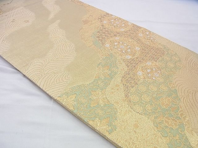平和屋着物◎六通柄袋帯 道長花文 金糸 逸品 BAAJ0079th