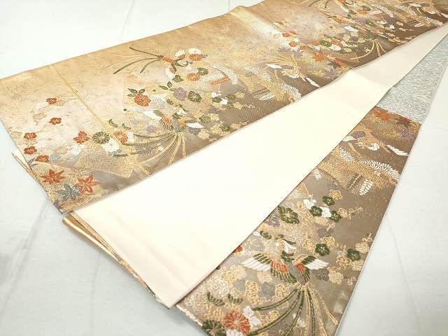 平和屋着物◎六通柄袋帯 地紙鳳凰花文 金銀糸 逸品 DAAH7041ea