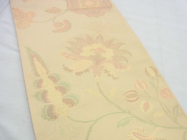 平和屋着物◎全通柄 本袋帯 花唐草文 金糸 逸品 BAAI5953jm