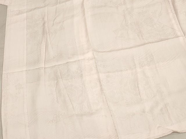 平和屋着物■長襦袢 袷 立波扇面草花地紋 正絹 逸品 AAAJ2818Abw