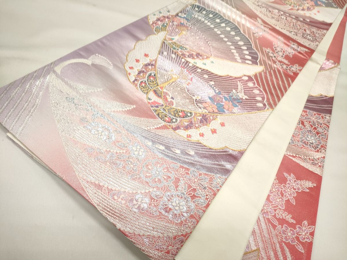 平和屋着物◎六通柄袋帯 唐織 孔雀花文 金銀糸 逸品 CAAG5454ak