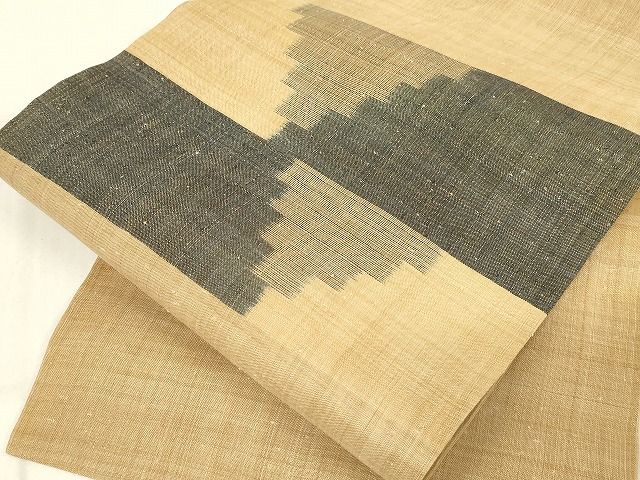 平和屋本店■極上 夏物 芭蕉布 手積み芭蕉糸100% 九寸名古屋帯 段違い たとう紙付き 逸品 未使用 KAAA1570kk4