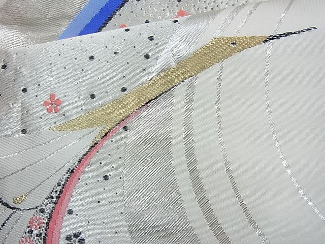 平和屋着物◎六通柄袋帯 唐織 鶴 金銀糸 逸品 BAAI6380cm