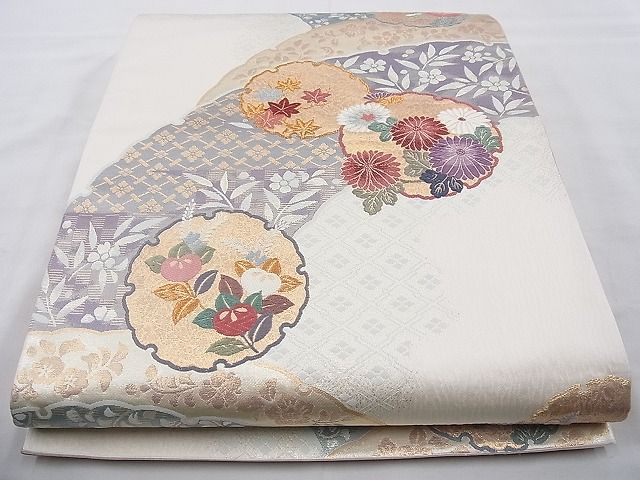 平和屋着物◎六通柄袋帯 唐織 清華有職文 絵染錦 金糸 逸品 BAAI6872cm