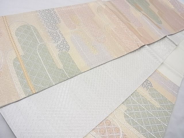 平和屋着物◎佐賀錦 六通柄袋帯 ヱ霞有職文 金銀糸 逸品 BAAI6924cm