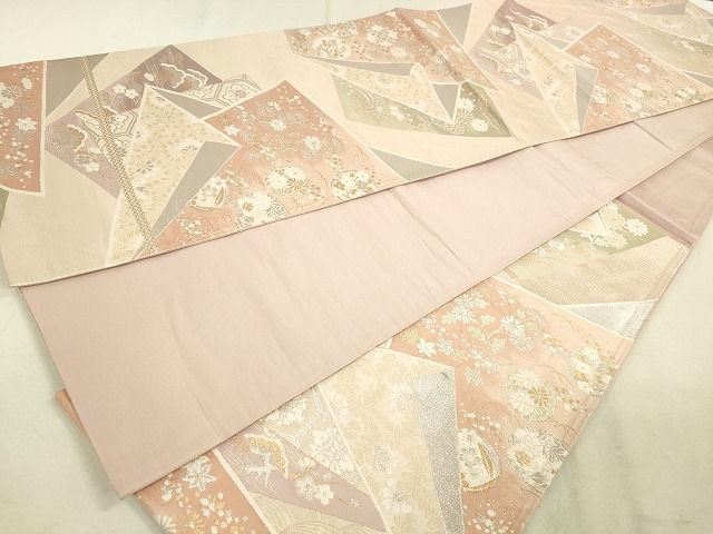 平和屋着物◎六通柄袋帯 色紙重ね草花文 金銀糸 逸品 DAAG7829rt