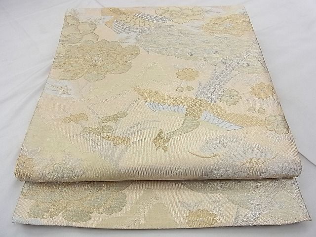 平和屋着物◎佐賀錦 六通柄袋帯 鳳凰孔雀草花文 金銀糸 逸品 BAAI5773qt