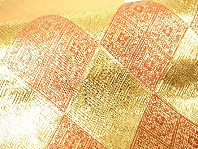 平和屋着物■佐賀錦 両面六通柄袋帯 花蝶丸文 金銀糸 逸品 DAAH6108sf