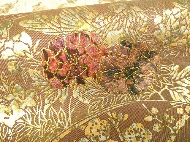 平和屋着物■西陣 全通柄袋帯 地紙花鳥文 金銀彩 逸品 DAAH6116sf