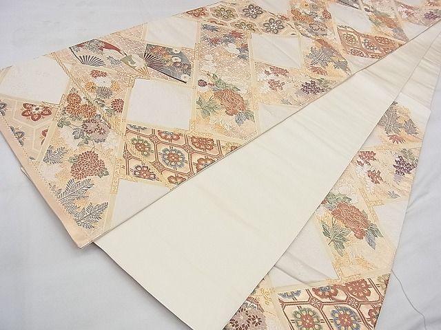 平和屋着物◎六通柄袋帯 唐織 桃山天井絵文 金糸 逸品 BAAJ0442qt