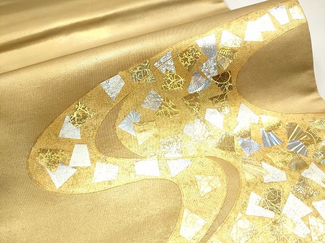 平和屋着物■六通太鼓柄袋帯 流水箔散らし 金銀彩 逸品 CAAH9282hy