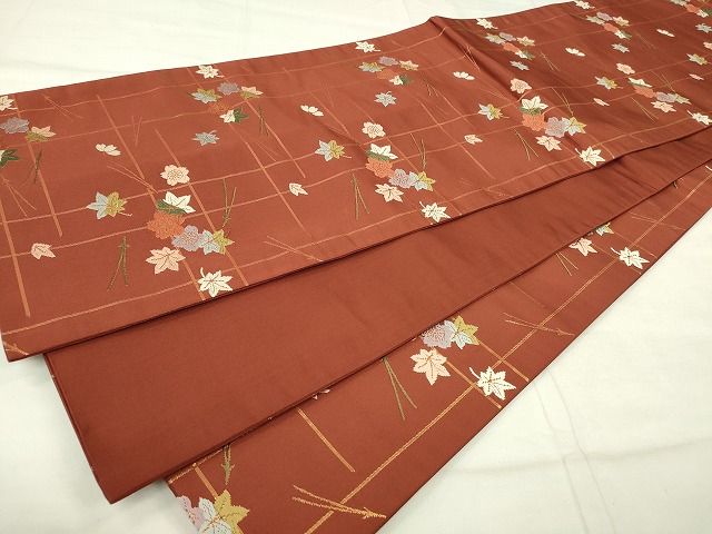 平和屋着物◎全通柄袋帯 草花文 金糸 逸品 CAAE7411in
