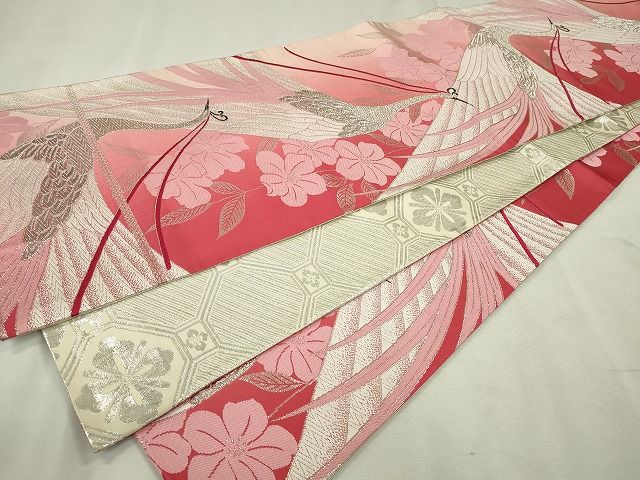 平和屋着物◎両面全通柄袋帯 花鳥文 金銀糸 逸品 CAAE7456in
