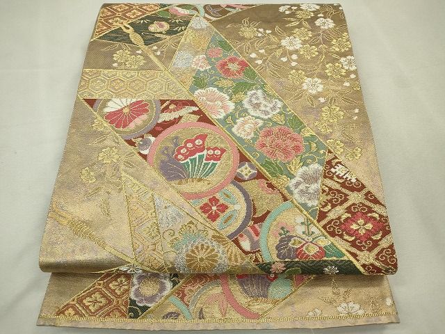 平和屋着物◎六通柄袋帯 花鳥丸文 金銀糸 逸品 CAAE7469in