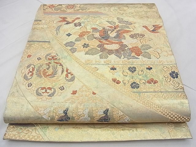平和屋着物◎六通柄袋帯 唐織 鳳凰名物裂 金銀糸 逸品 BAAJ0447qt