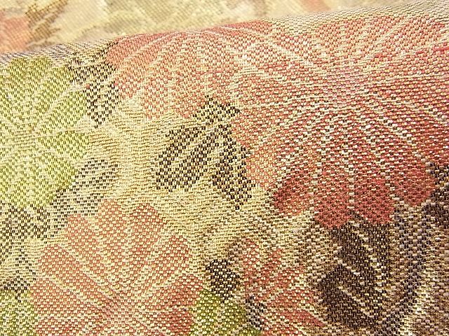 平和屋着物◎佐賀錦 六通柄袋帯 草花文 金糸 逸品 BAAI2205wk