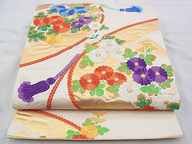 平和屋野田店◎六通柄 本袋帯 唐織 霞取り蜀江花文