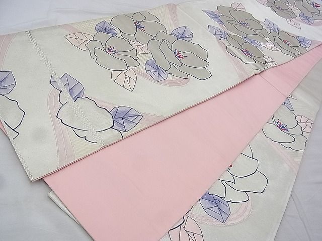 平和屋着物◎六通柄袋帯 唐織 草花文 銀糸 逸品 BAAI2215wk